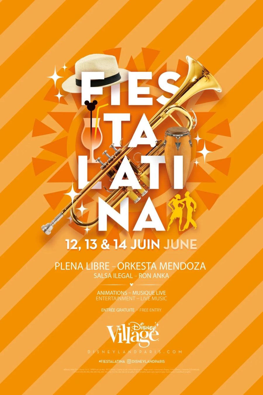 Fiesta Latina keert groots terug naar Disney Village van vrijdag 12 juni tot en met zondag 14 juni 2026.