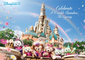 Een Dubbele regenboog in Hong Kong Disneyland deze lente