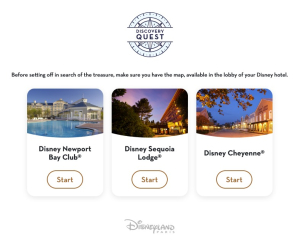 Discovery Quest Interactive Game in bepaalde hotels van Disneyland Paris