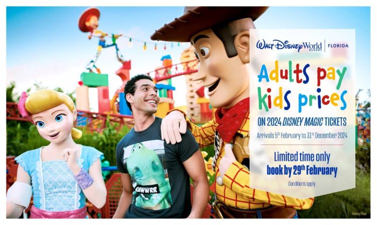 Walt Disney World: Volwassenen betalen kinderprijzen voor Disney Magic-tickets 2024